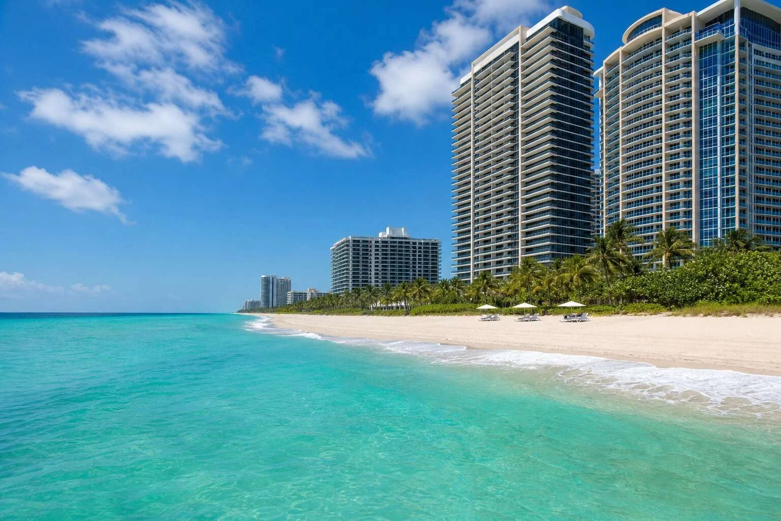 Bal Harbour beachfront and turquoise Atlantic Ocean