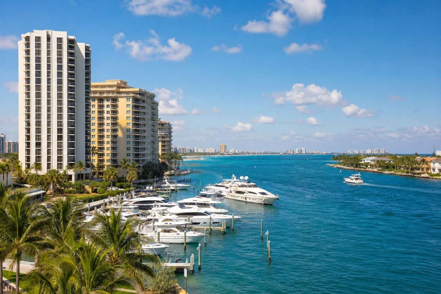 Riviera Beach waterfront marina and palms