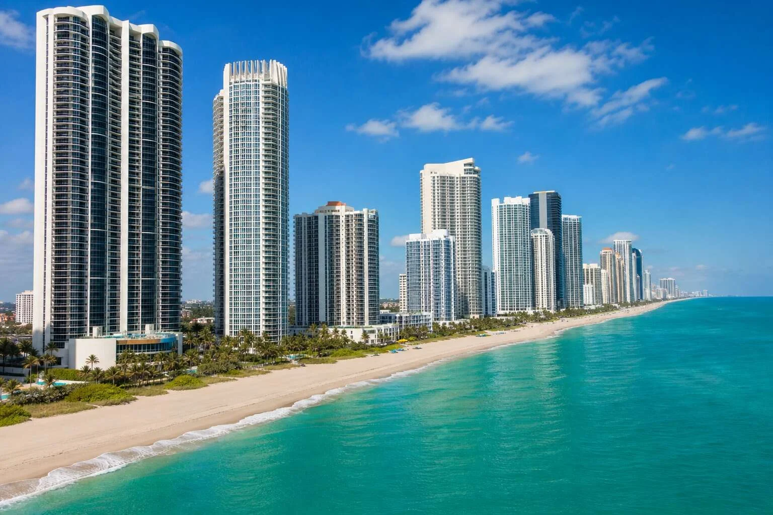 Oceanfront condo towers at Sunny Isles Beach