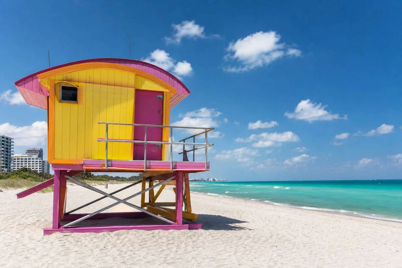 Colorful lifeguard stand on Surfside Beach